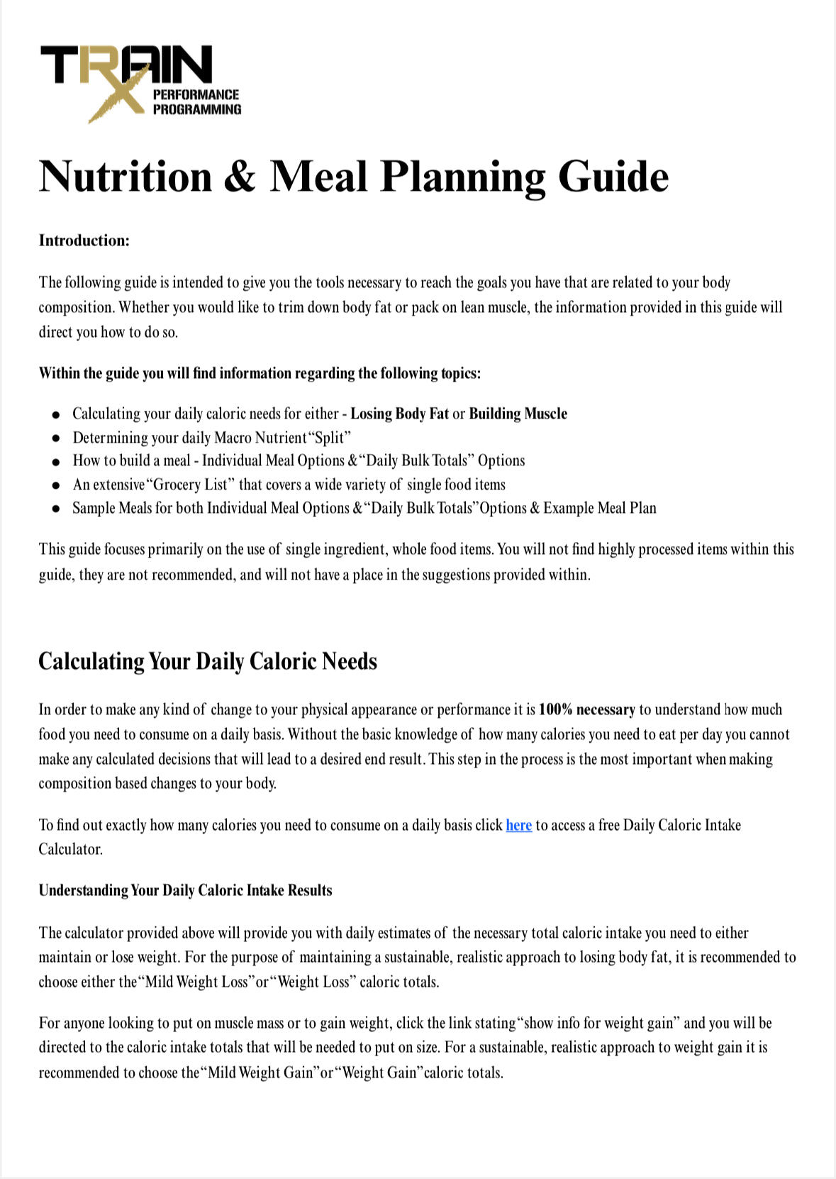 Nutrition & Meal Planning Guide